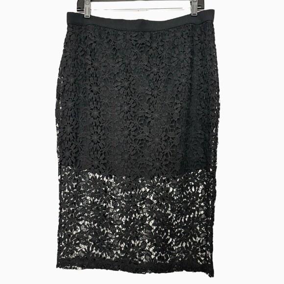 Jessica Simpson Dresses & Skirts - NEW Jessica Simpson 'IVY' Black Floral Crochet Straight Skirt Stretch Doily XL